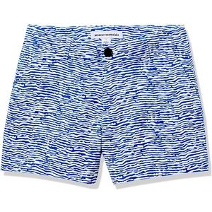 Women's Size 10 Mid-Rise Slim-Fit 3.5 Inch Inseam Shorts Blue white rippl…